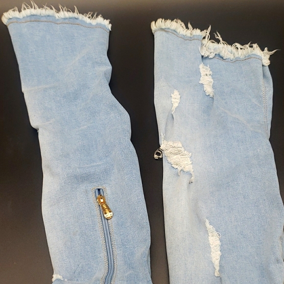 CAPE ROBBIN JEANS BOOTS 30INCHS LONG SIZE 8 1/2 COLOR BLUE JEANS FABRIC NEW - Picture 4 of 12